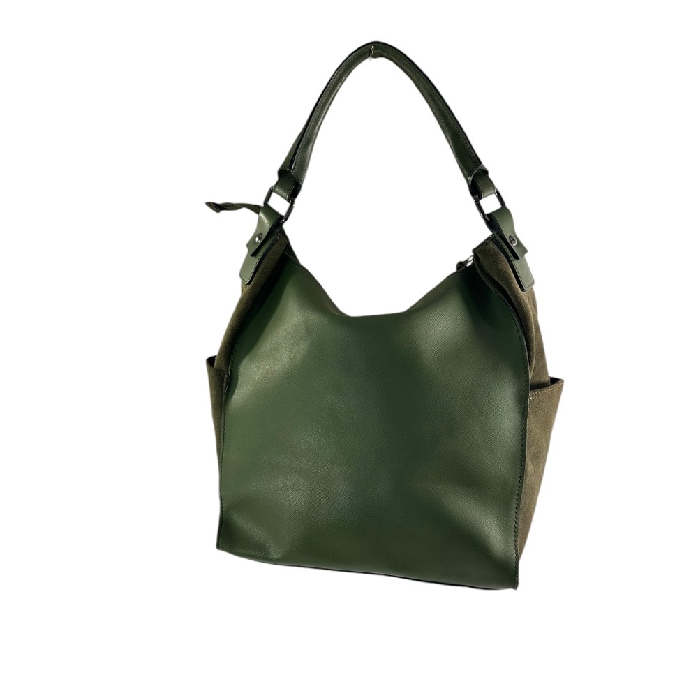 INNUE Green Genuine Leather Suede Shoulder Bag Purse Hobo Made In Italy